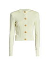 BALMAIN WOMEN'S CROPPED RIBBED-KNIT CARDIGAN