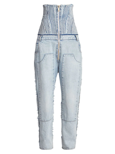 Balmain Ultra High-waisted Straight-leg Jeans In Blue Jean