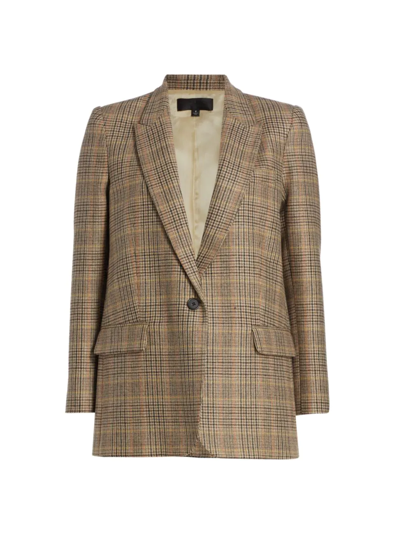 Nili Lotan Diane Single-breasted Plaid Blazer In Brown | ModeSens