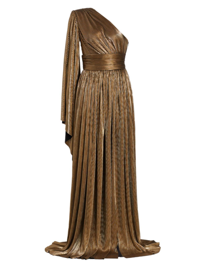 Bronx And Banco Florence One-shoulder Gown In Gold