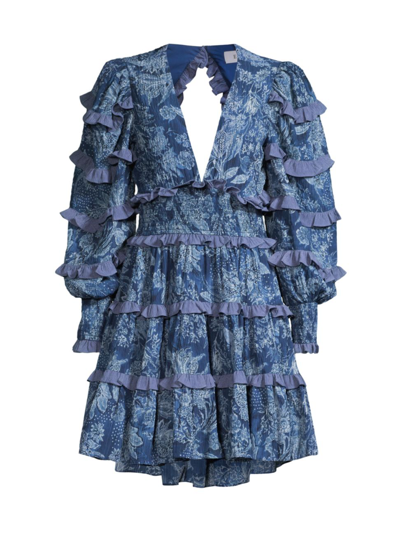 clarisse mini dress Women's Clarisse A-line Collared Neck Denim Mini Dress S/M/L/Customize White/Navy Harlequin MEAN BLVD M / White/Navy / Harlequin