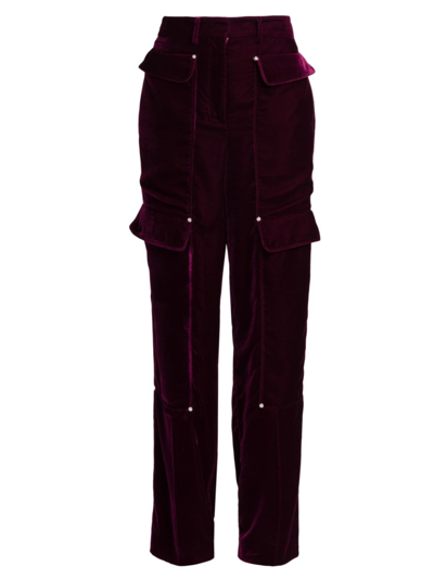 Stella Mccartney Workwear Velvet Cargo Pants In Grape