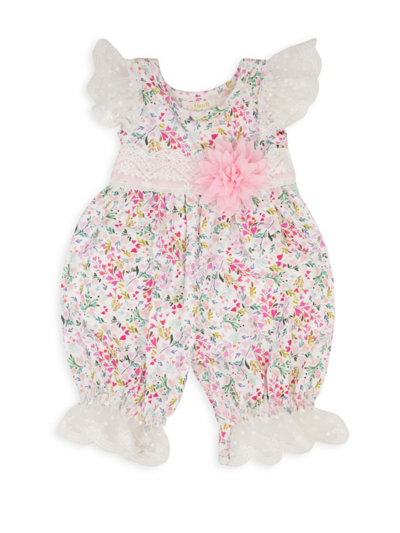 Haute Baby Babies' Girl's Pinkalicious Floral Ruffle Lace Romper In Multi