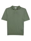 Reiss Duchie Open Collar Merino Polo In Kale