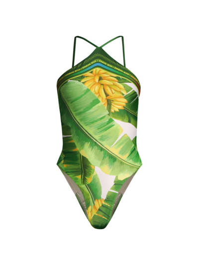 Farm Rio Fresh Forest One-piece Swimsuit In Green