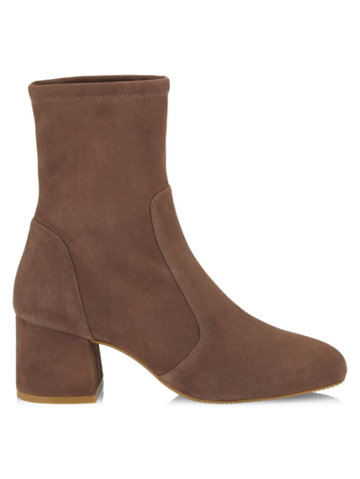 Stuart Weitzman Sleek Suede Sock Booties In Taupe