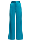Alice And Olivia Dylan Satin Wide Leg Pants In Turkish Blue