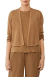 Eileen Fisher Ribbed Organic Linen & Cotton Cardigan In Chestnut