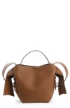 Acne Studios Mini Musubi Leather Top Handle Bag In Camel Brown