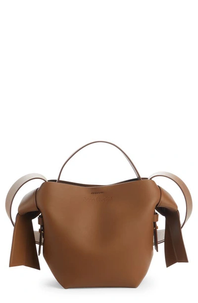 Acne Studios Mini Musubi Leather Top Handle Bag In Camel Brown