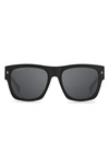 Dsquared2 55mm Square Sunglasses In Matte Black / Silver Mirror