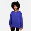 Nike Kids'  Girls' Club Fleece Boyfriend Crewneck Sweatshirt In Lapis/white