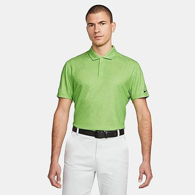 Nike Tiger Woods Floral-jacquard Dri-fit Adv Golf Polo Shirt In Chlorophyll,vivid Green,black