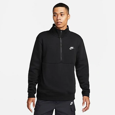Nike Sportswear Club Men's Brushed Back Half-zip Pullover In Black/black/white