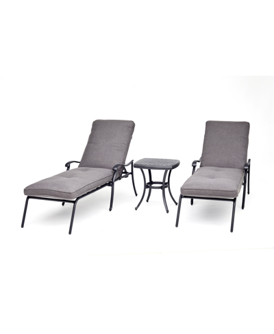 Agio Vintage Ii Outdoor 3-pc. Chaise Set (2 Chaise Lounges & 1 End Table) With Outdura Cushions, Created In Outdura Remy Graphite