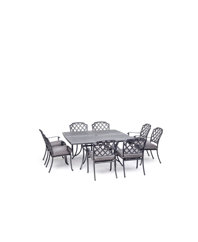Agio Vintage Ii Outdoor 9-pc. Dining Set (64" X 64" Table & 8 Dining Chairs) With Outdura Cushions, Creat In Outdura Remy Graphite