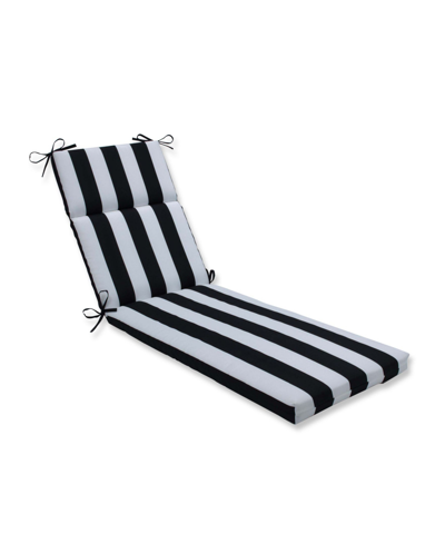 Pillow Perfect Printed Outdoor Chaise Lounge Cushion In Black Stripe