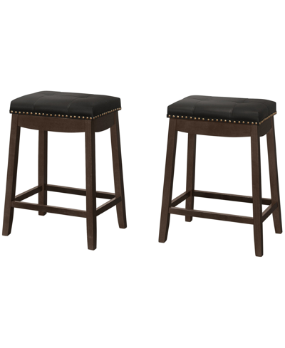 Monarch Specialties Counter Height Stool With Nailhead Trim, Set Of 2 In Espresso