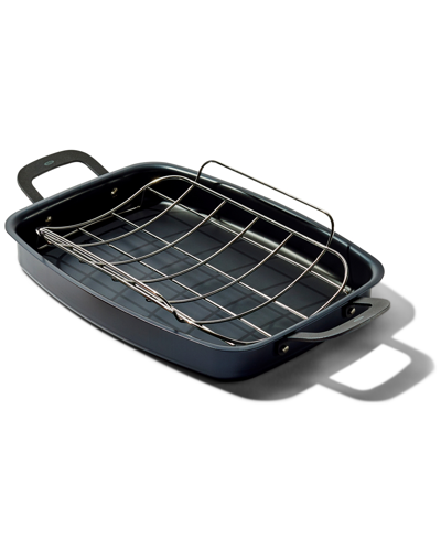 Oxo Obsidian Carbon Steel Roaster Pan & Rack In Black