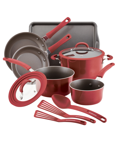 Rachael Ray Cook + Create Aluminum Nonstick Cookware Set, 11 Piece In Red