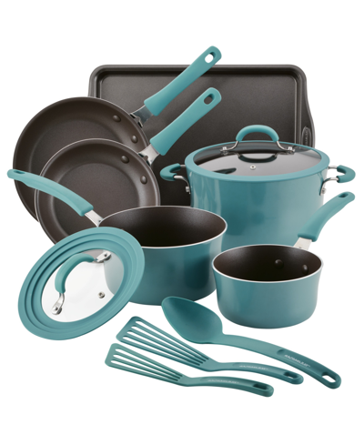 Rachael Ray Cook + Create Aluminum Nonstick Cookware Set, 11 Piece In Agave Blue