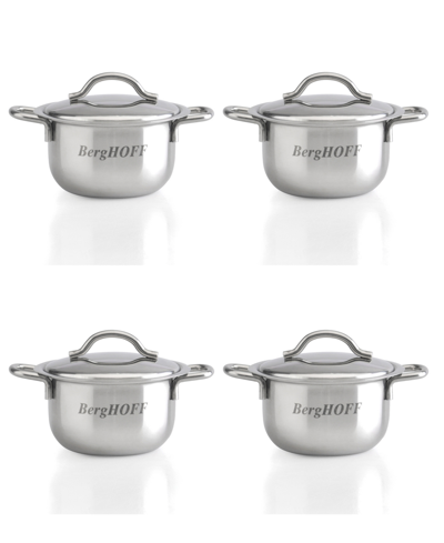 Berghoff Covered Mini Pots 18/10 Ss Set Of 4 2.5in In Silver