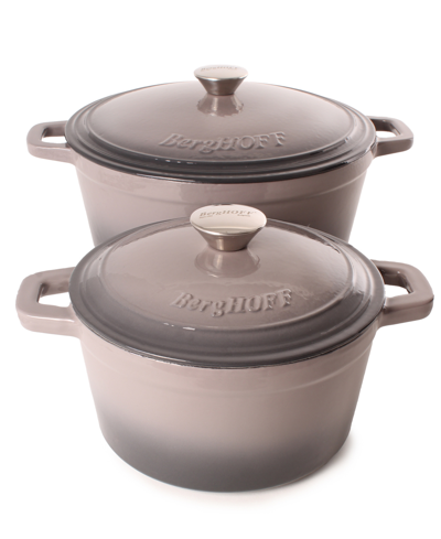 Berghoff Neo Cast Iron 3 Quart Covered Dutch Oven And 7 Quart Covered Stockpot, Set Of 2 In Gray