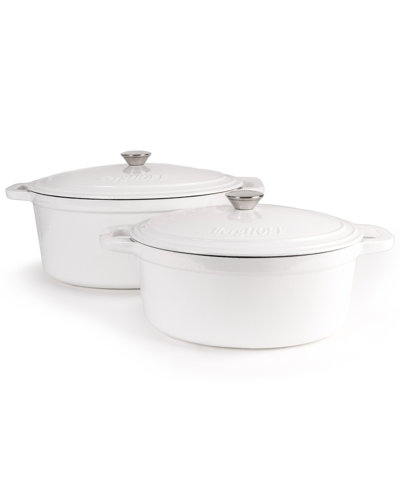 Berghoff Neo Cast Iron Stockpot And Covered Dutch Ovens, Set Of 2 In White