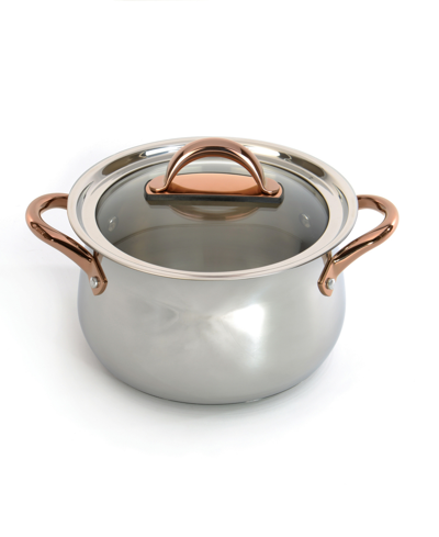 Berghoff Ouro Casserole With Glass Lid, 8" In Silver-tone