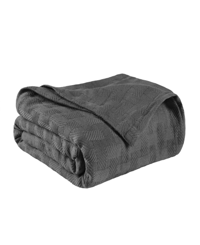 Superior Basket Weave All Season Cotton Blanket, Full/queen In Charcoal