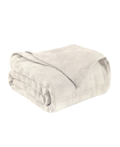 Superior Basket Weave All Season Cotton Blanket, Full/queen In Ivory