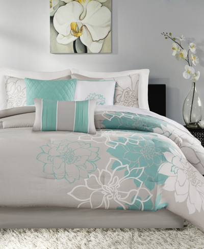 Madison Park Lola Cotton 7-pc. California King Comforter Set Bedding In Aqua