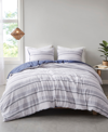 CLEAN SPACES OAKLEY KING/CALIFORNIA KING 3 PIECE STRIPED YARN DYED DUVET COVER SET BEDDING