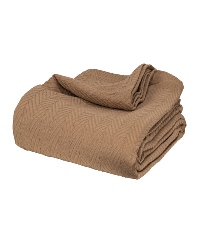 Superior Chevron All Season Cotton Blanket, Full/queen In Taupe