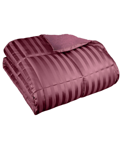 Superior Stripe Hypoallergenic Down Alternative Blanket, Twin In Plum