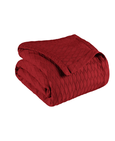 Superior Diamond Pattern All Season Woven Cotton Blanket, Twin In Burgundy