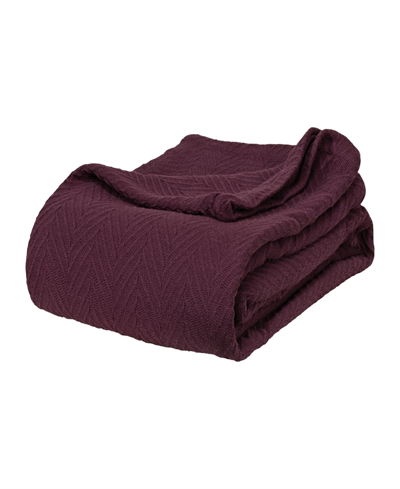 Superior Chevron All Season Cotton Blanket, King In Plum
