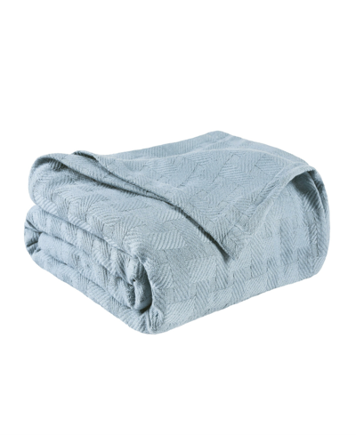 Superior Basket Weave All Season Cotton Blanket, Full/queen In Light Blue