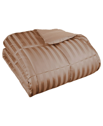 Superior Striped All-season Reversible Down Alternative Comforter, Twin Xl In Taupe