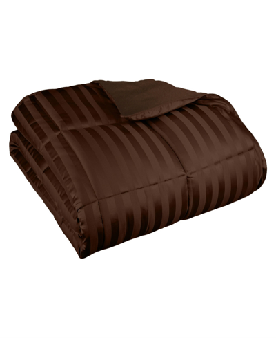 Superior Stripe Hypoallergenic Down Alternative Blanket, Full/queen In Chocolate