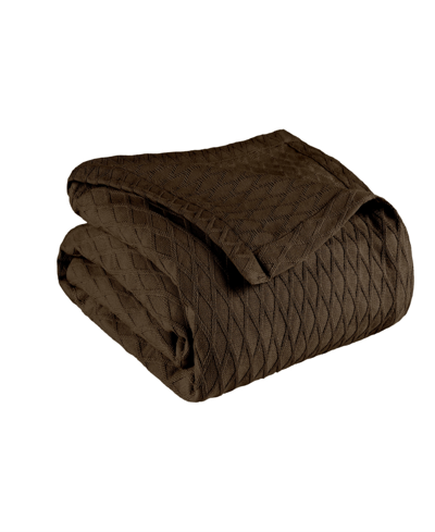 Superior Diamond Pattern All Season Woven Cotton Blanket, Twin In Chocolate
