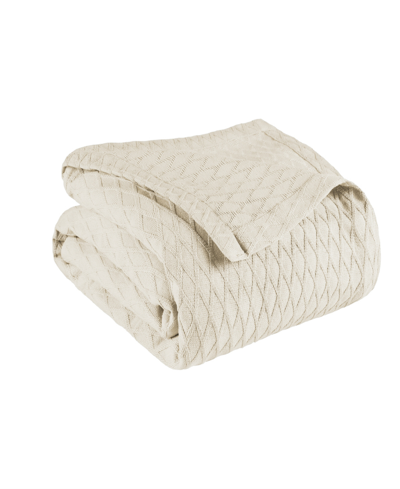 Superior Diamond Pattern All Season Woven Cotton Blanket, King In Ivory