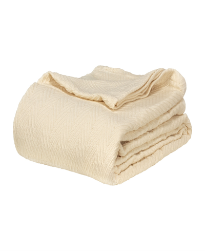 Superior Chevron All Season Cotton Blanket, Full/queen In Ivory