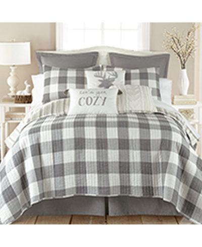 Levtex Camden Buffalo Check Reversible 3-pc. Quilt Set, Full/queen In Gray