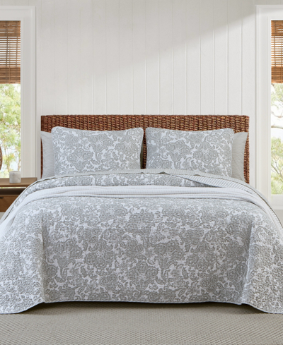 Tommy Bahama Home Island Memory Reversible 3 Piece Quilt Set, Full/queen Bedding In Pelican Gray