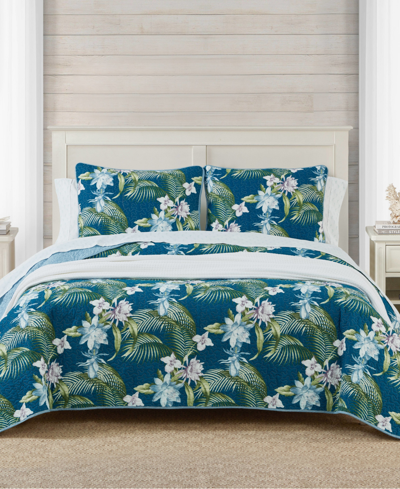Tommy Bahama Home Southern Breeze Reversible 3 Piece Quilt Set, Full/queen In Indigo
