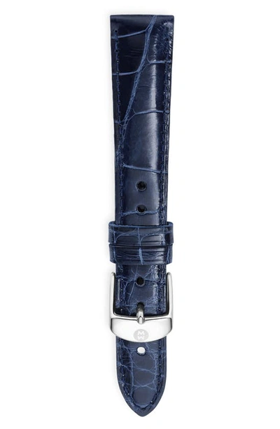 Michele Alligator Watch Strap, 16-20mm In Navy
