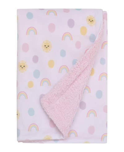Nojo Happy Days Rainbows, Sun And Polka-dot Super Soft Sherpa Baby Blanket In Pink