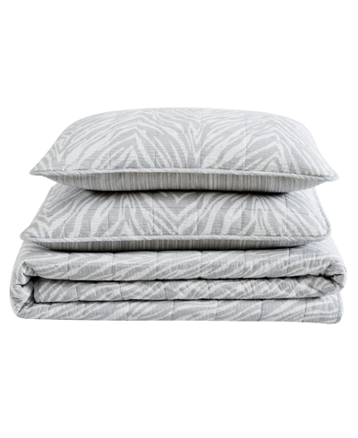 Kenneth Cole New York Closeout!  Urban Zebra 3 Piece Full/queen Quilt Set In Gray