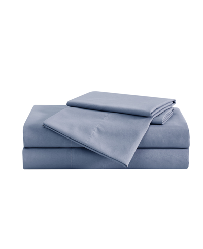 London Fog Garment Wash Solid 4 Piece Sheet Set, Twin In Blue